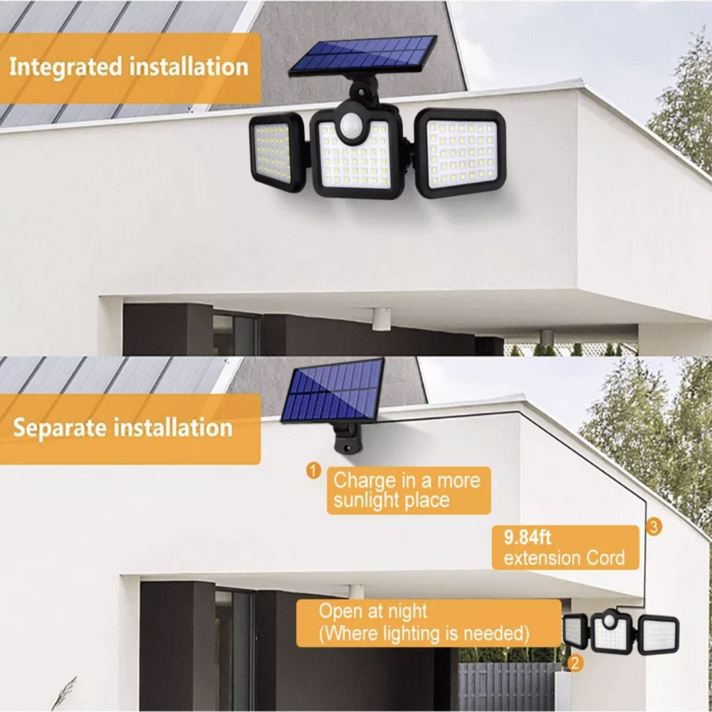 Lampe LED étanche extérieure avec détecteur de mouvement PIR, avec 3 modes d'éclairage, applique murale solaire de jardin alimentée par batterie